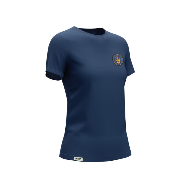 Camiseta - clásica - azul - lado - mujer