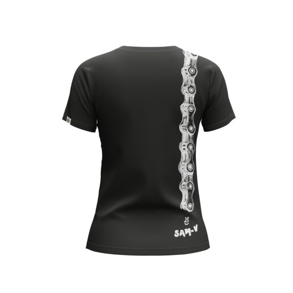 Camiseta - cadena - negro - espalda - mujer