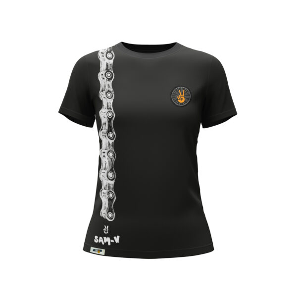 Camiseta - cadena - negro - frente - mujer