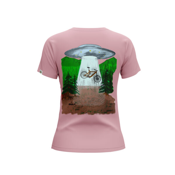 Camiseta - ovni - rosa - espalda - mujer